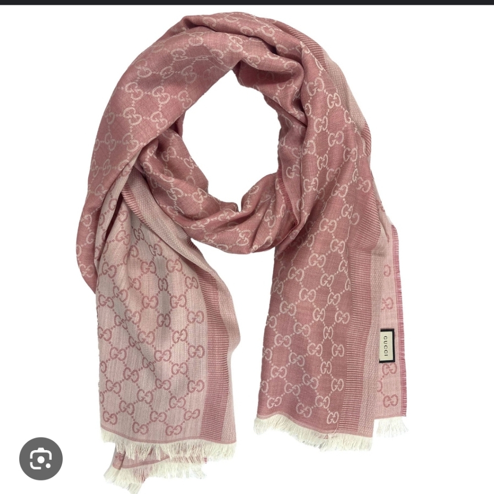 Gucci Dusty Rose Logo Scarf